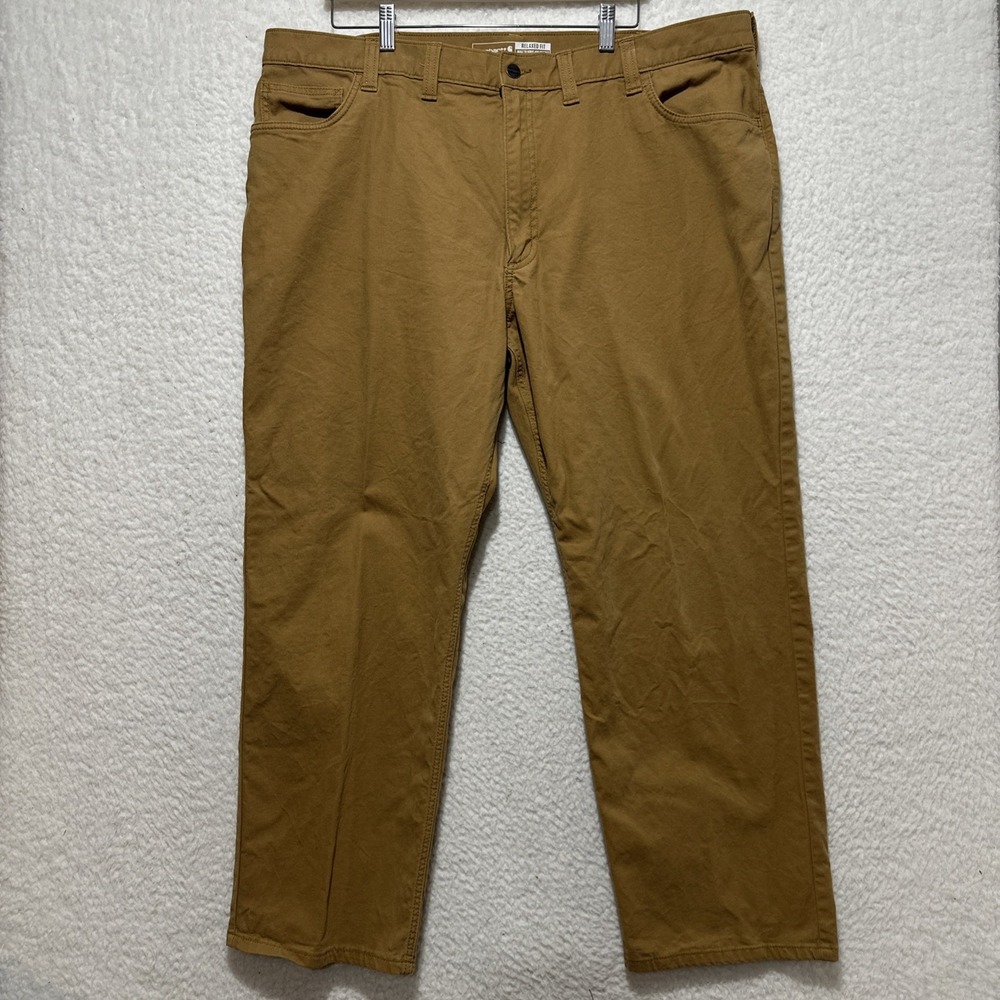 Carhartt Relaxed Fit Work Pants Men's‎ Size 44 Brown Rugged Flex Canvas 5 Pocket